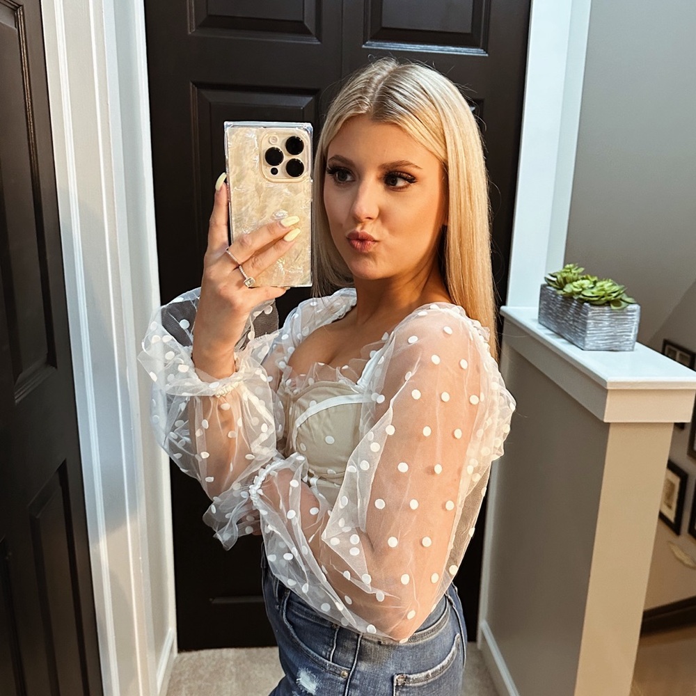 Hello Molly White Polka Dot Top